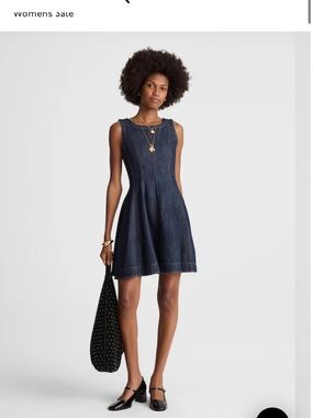 Madewell Dark Blue Denim Fit-and-Flare Dress